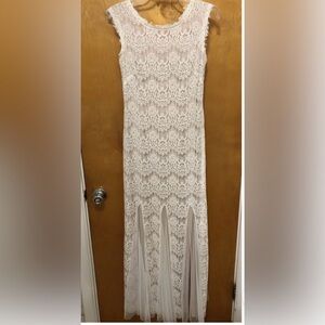 Betsy & Adam Women's Cream Ivory Floral Lace Formal Wedding Dress Gown 6